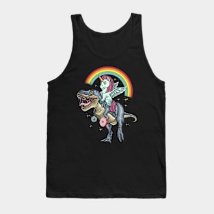 Unicorn Ridding Dinosaur Donus Tank Top